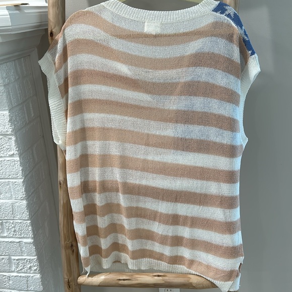 BiBi American Flag Print V-Neck Sleeveless Sweater Top Size XL picnic cookout - Picture 7 of 14
